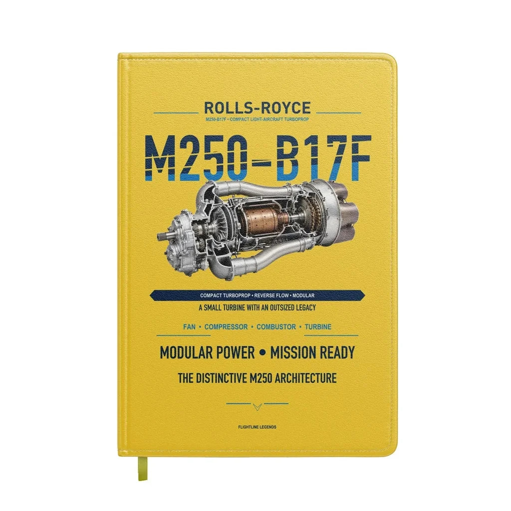 M250-B17F design on yellow notebook