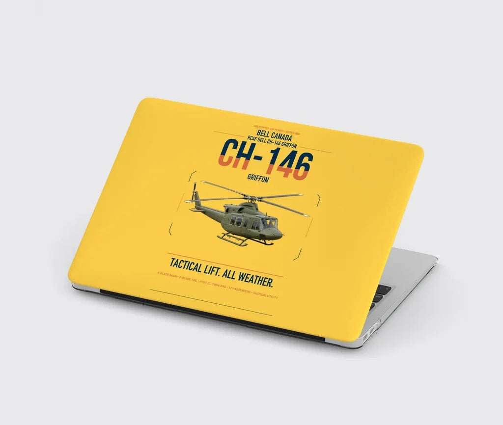 Bell Canada CH-146 Griffon design on yellow MacBook case