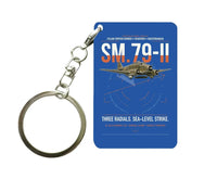 Thumbnail for Savoia-Marchetti SM.79-II Sparviero design on blue designed key chain, double-side print