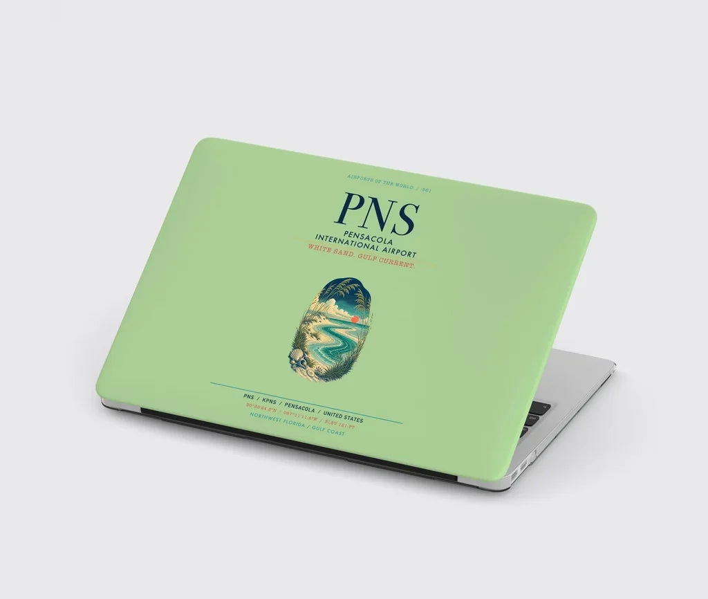 Pensacola International Airport (PNS) design on light green MacBook case