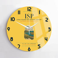 Thumbnail for Long Island MacArthur Airport (ISP) design on yellow no frame wall clock
