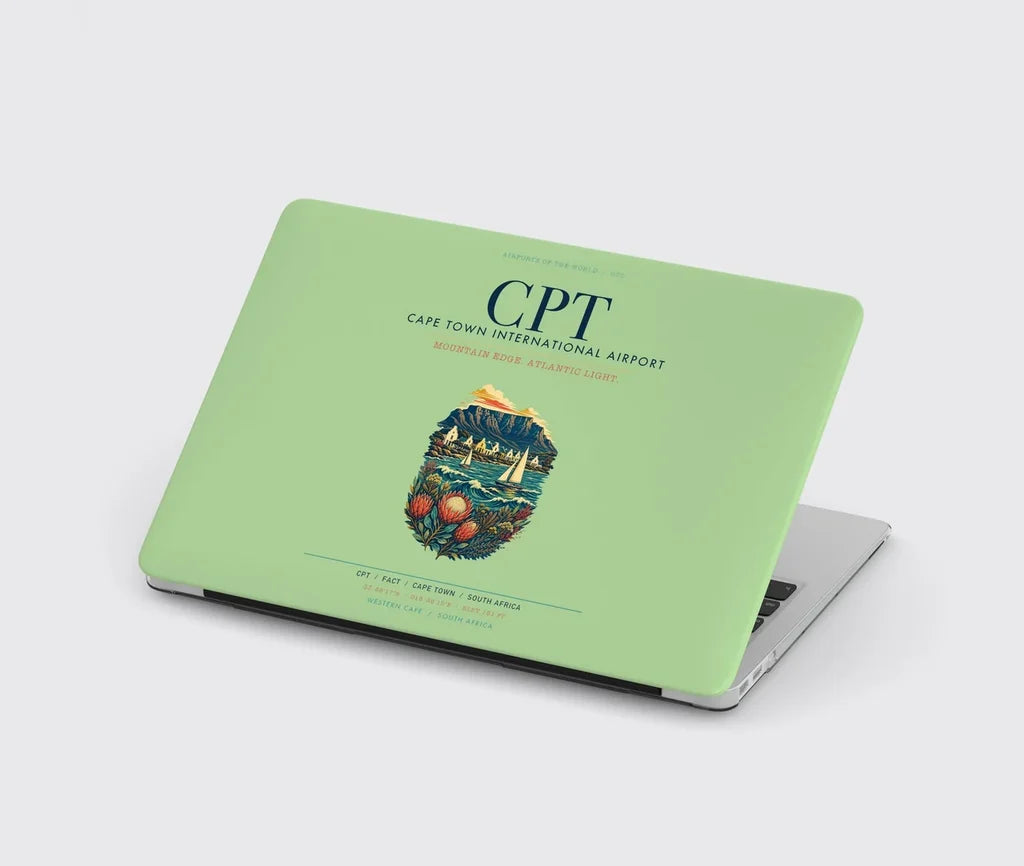 Cape Town International Airport (CPT) design on light green MacBook case