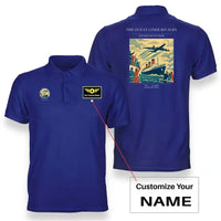 Thumbnail for VINTAGE G4307 - The Ocean Liner Rivalry - Double-Side Polo T-Shirt design on blue+name
