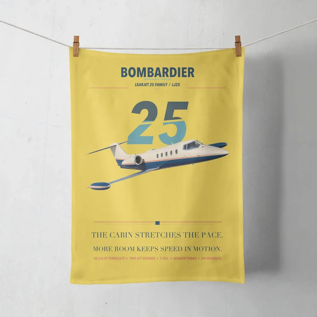 Bombardier Learjet 25 design on yellow towel