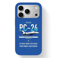 Thumbnail for Pilatus PC-24 design on blue magsafe iphone case, for iPhone 17 Pro