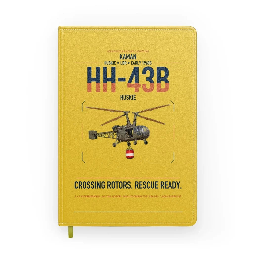 Kaman HH-43B Huskie design on yellow notebook