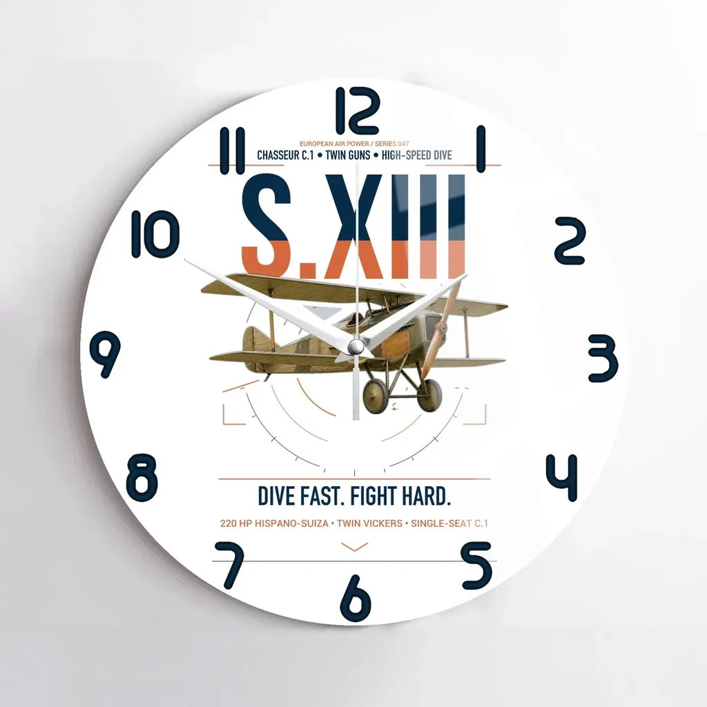 SPAD S.XIII C.1 design on white no frame wall clock