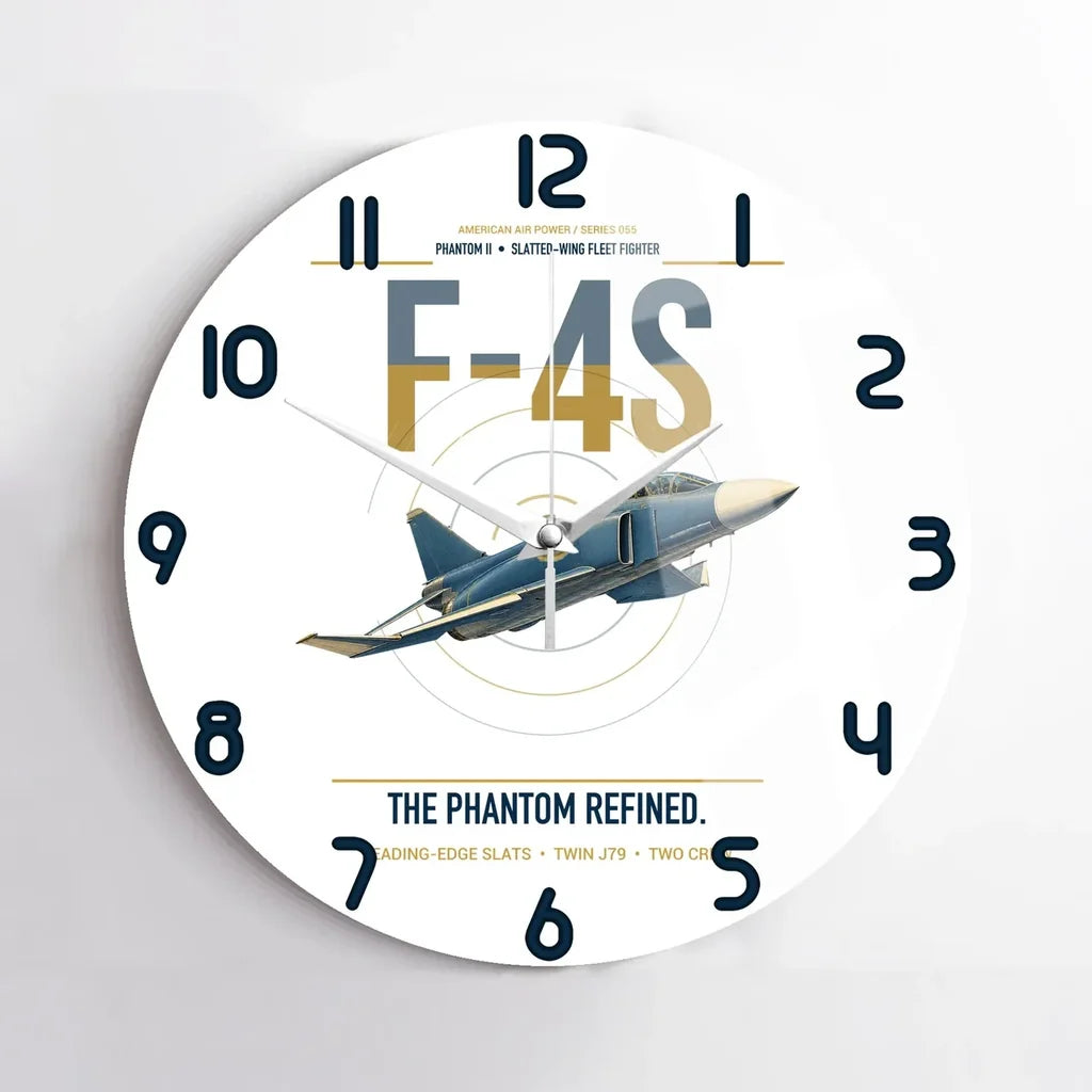 F-4S Phantom II design on white no frame wall clock