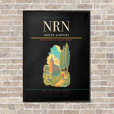 Weeze Airport NRN vertical canvas print - framed - black background