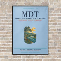 Thumbnail for Harrisburg International Airport MDT vertical canvas print - framed - light blue background