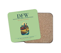 Thumbnail for Dallas Fort Worth International Airport (DFW) design on light green 1 piece coaster