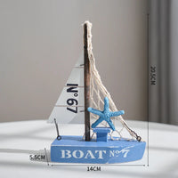 Thumbnail for Blue Sailboat Nautical Wooden Model - view 4
