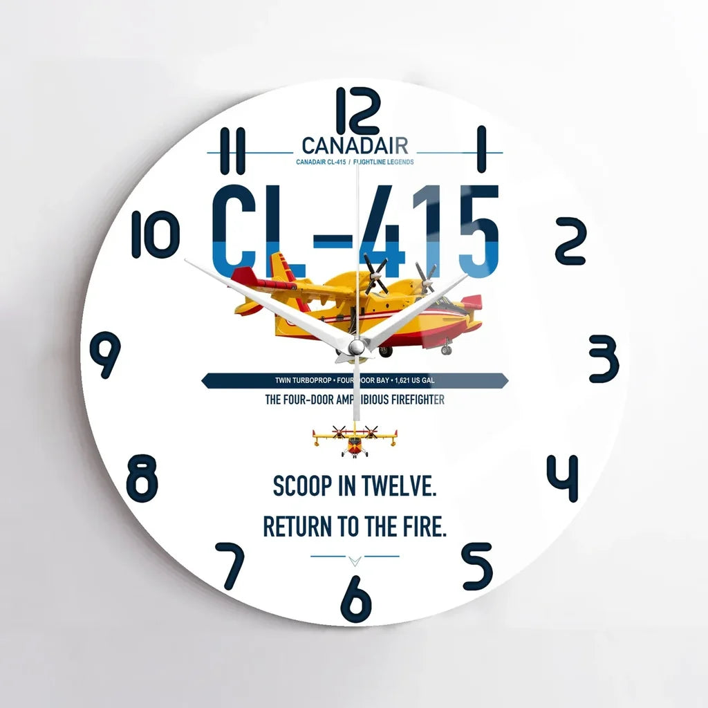 Canadair CL-415 design on white no frame wall clock