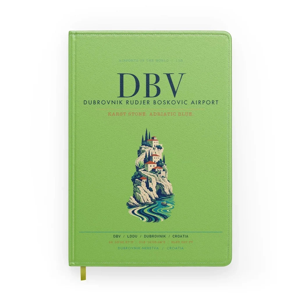 Dubrovnik Ruđer Bošković Airport (DBV) design on light green notebook