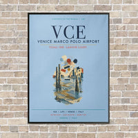 Thumbnail for Venice Marco Polo Airport VCE vertical canvas print - framed - light blue background