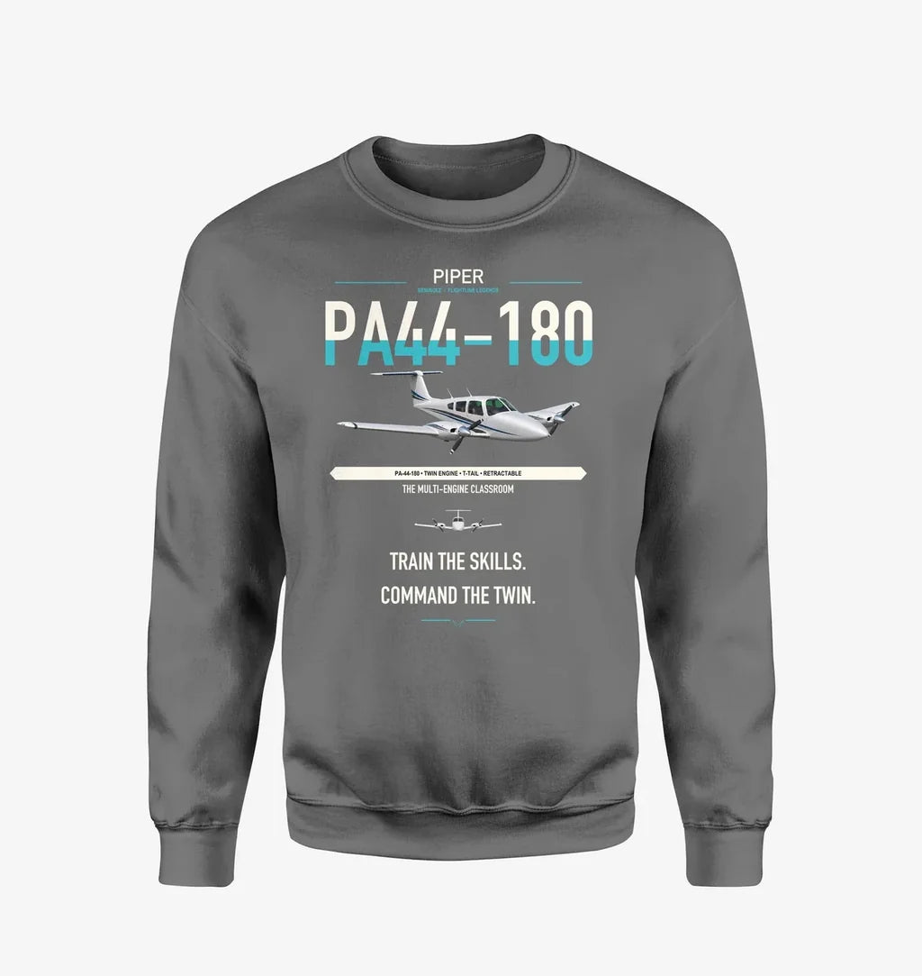Piper PA-44-180 Seminole design on gray sweatshirt