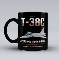 Thumbnail for T-38C Talon design on black ceramic mug, double-side print