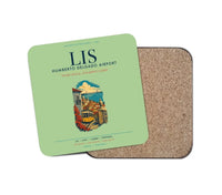 Thumbnail for Lisbon Humberto Delgado Airport (LIS) design on light green 1 piece coaster