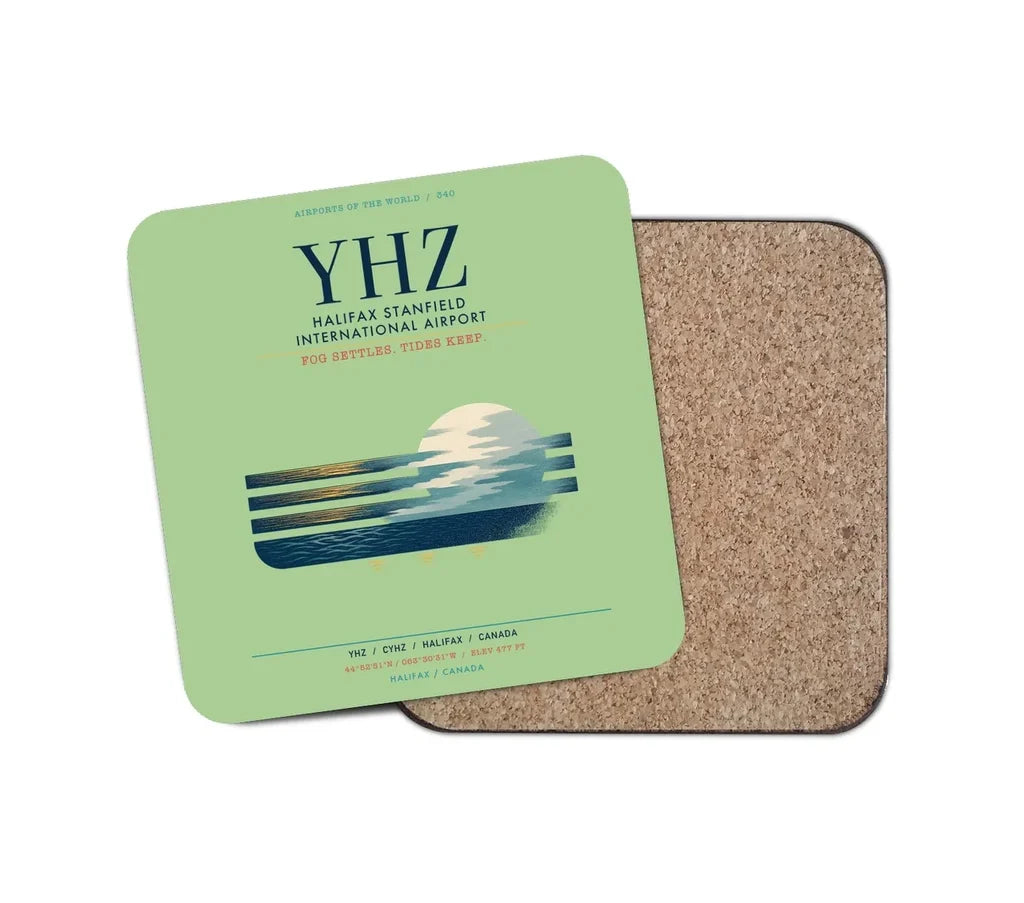 Halifax Stanfield International Airport (YHZ) design on light green 1 piece coaster