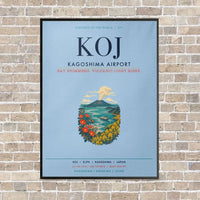 Thumbnail for Kagoshima Airport KOJ vertical canvas print - framed - light blue background