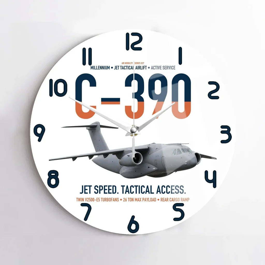 C-390 Millennium design on white no frame wall clock