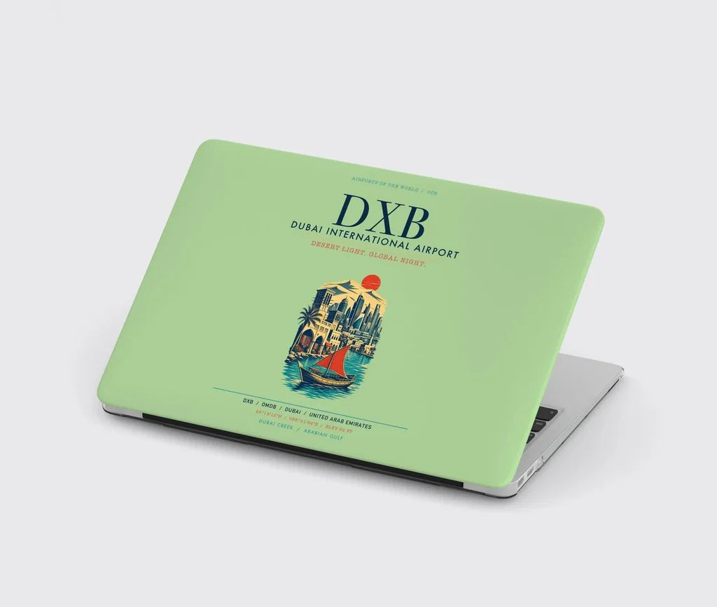 Dubai International Airport (DXB) design on light green MacBook case