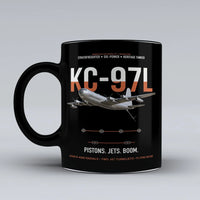 Thumbnail for KC-97L STRATOFREIGHTER design on black ceramic mug, double-side print