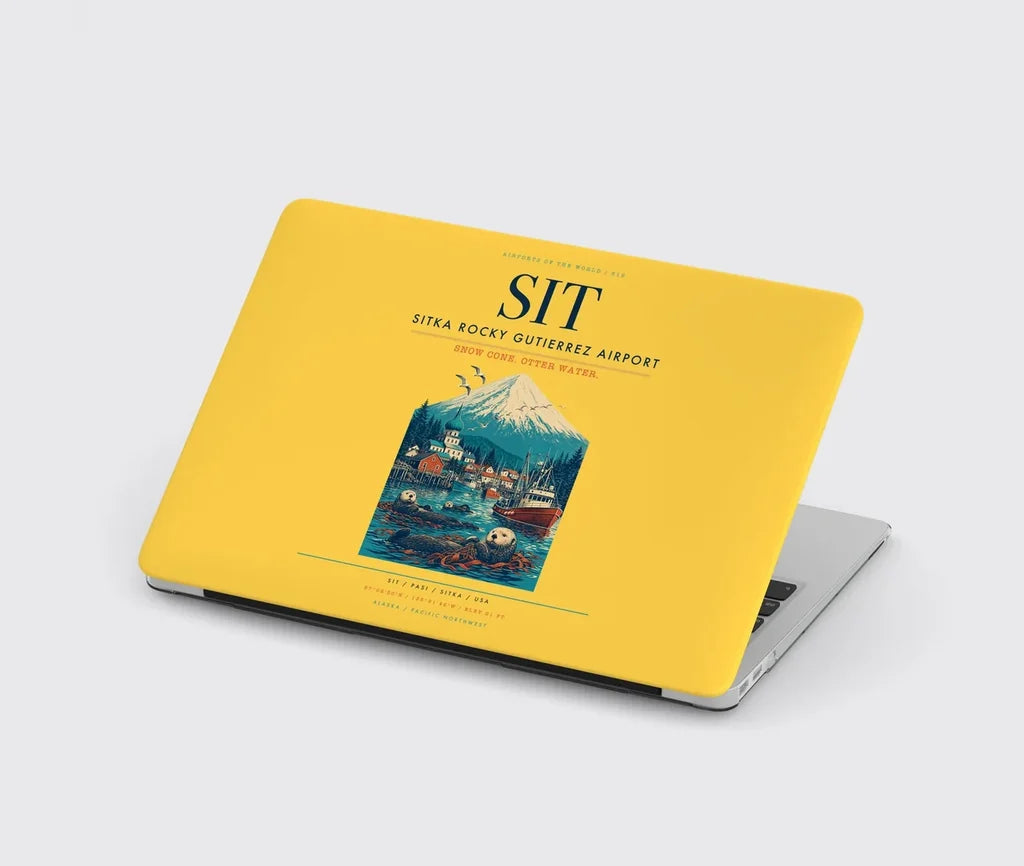 Sitka Rocky Gutierrez Airport (SIT) design on yellow MacBook case