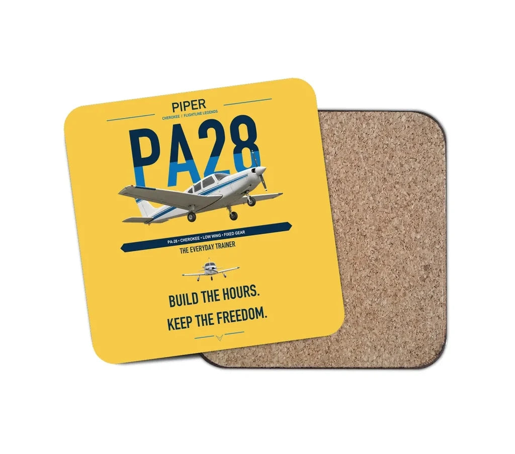 Piper PA-28 Cherokee design on yellow 1 piece coaster