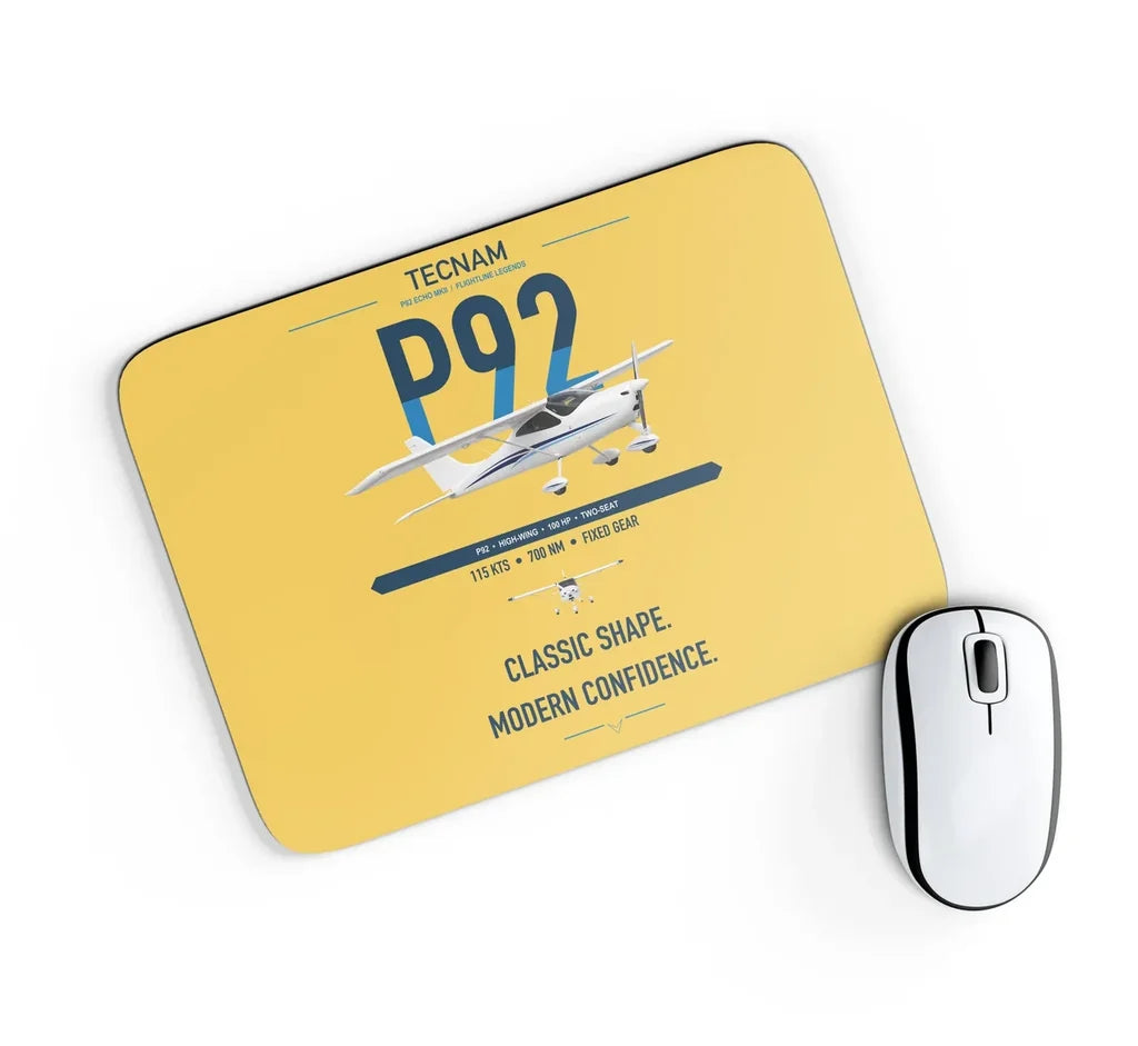 Tecnam P92 Echo MkII design on yellow rectangle mouse pad