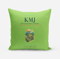 Thumbnail for Aso Kumamoto Airport (KMJ) design on light green pillow