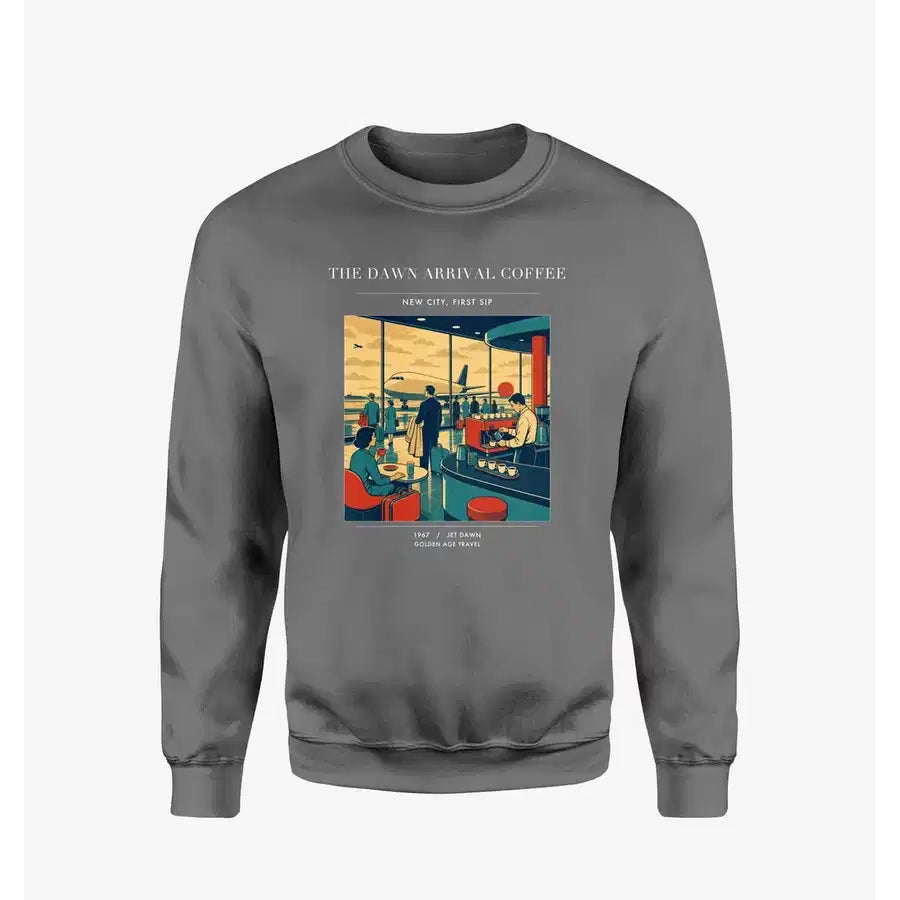 VINTAGE G4310 - The Dawn Arrival Coffee - Designed Sweatshirts design on gray