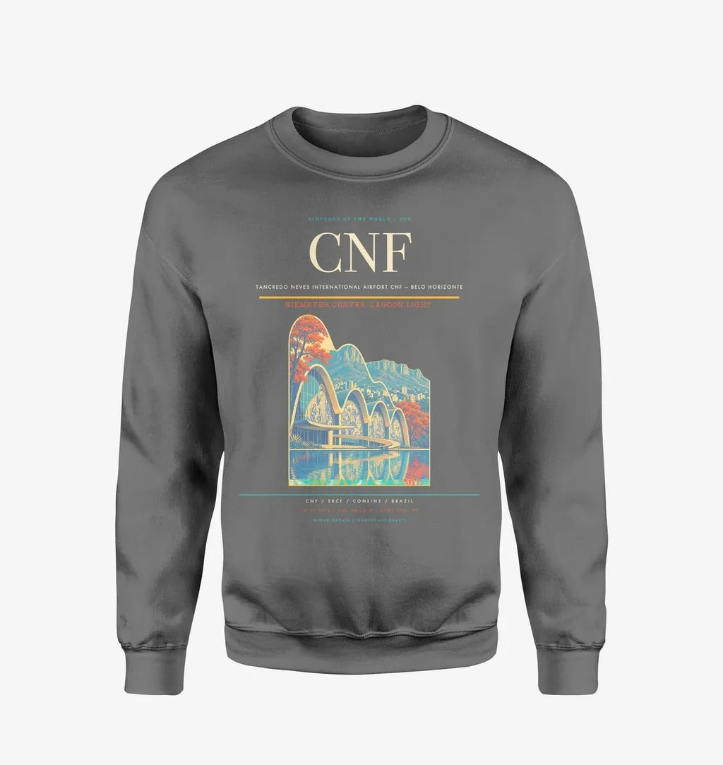 Tancredo Neves International Airport (CNF) design on gray sweatshirt