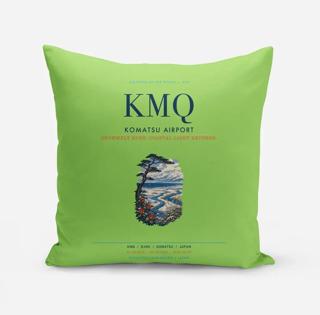Komatsu Airport (KMQ) design on light green pillow