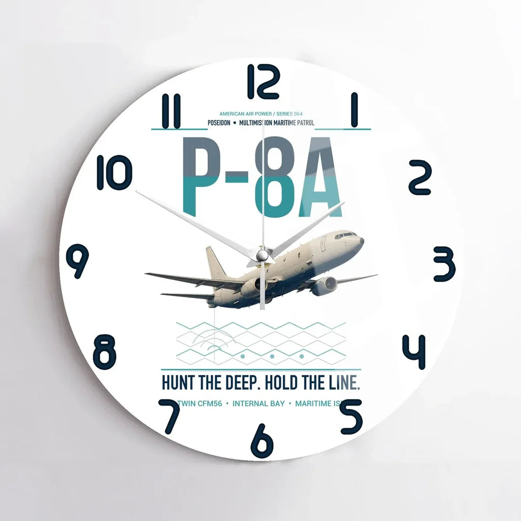 P-8A Poseidon design on white no frame wall clock