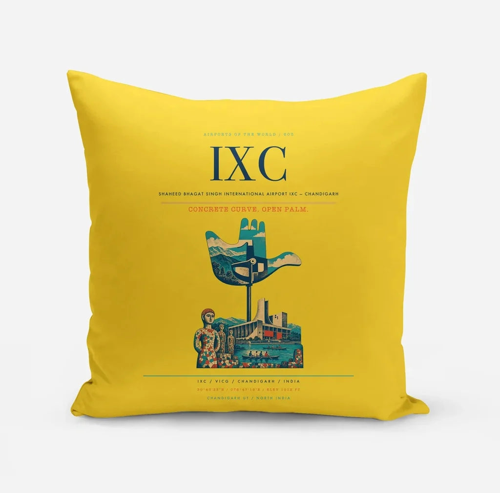 Shaheed Bhagat Singh International Airport (IXC) design on yellow pillow