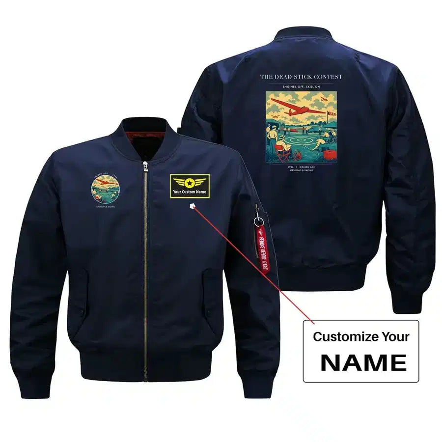 VINTAGE G4257 - The Dead Stick Contest - Bomber Jacket design on blue+name