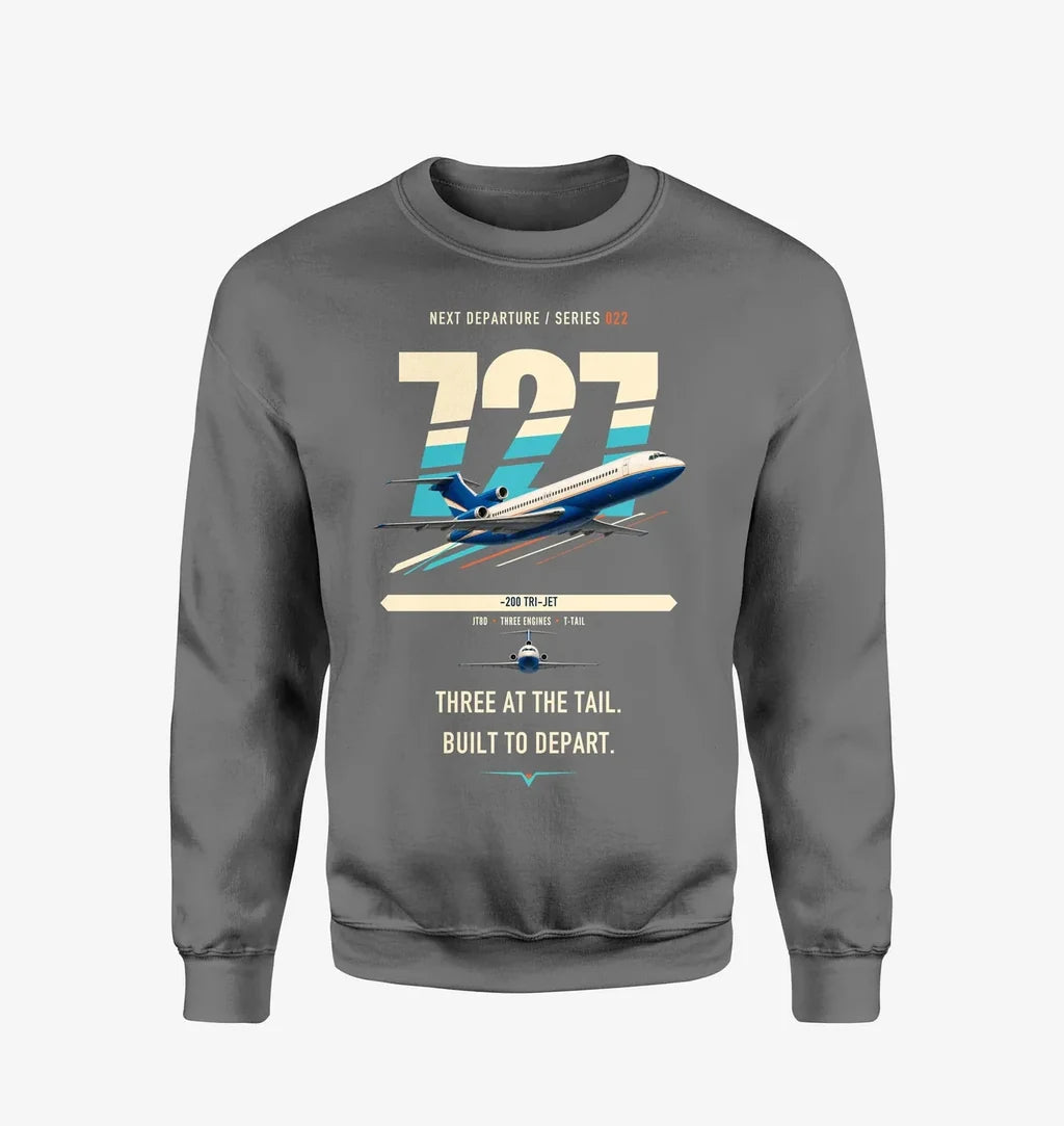 Boeing 727-200 design on gray sweatshirt