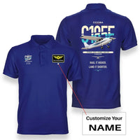 Thumbnail for Cessna A185F Skywagon design on blue+name double-side polo t-shirt, double-side print