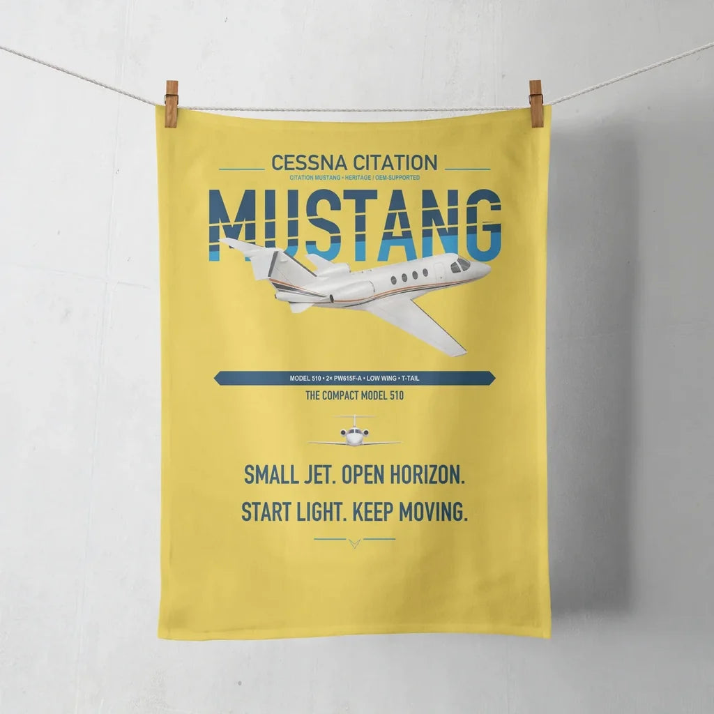 Cessna Citation Mustang design on yellow towel