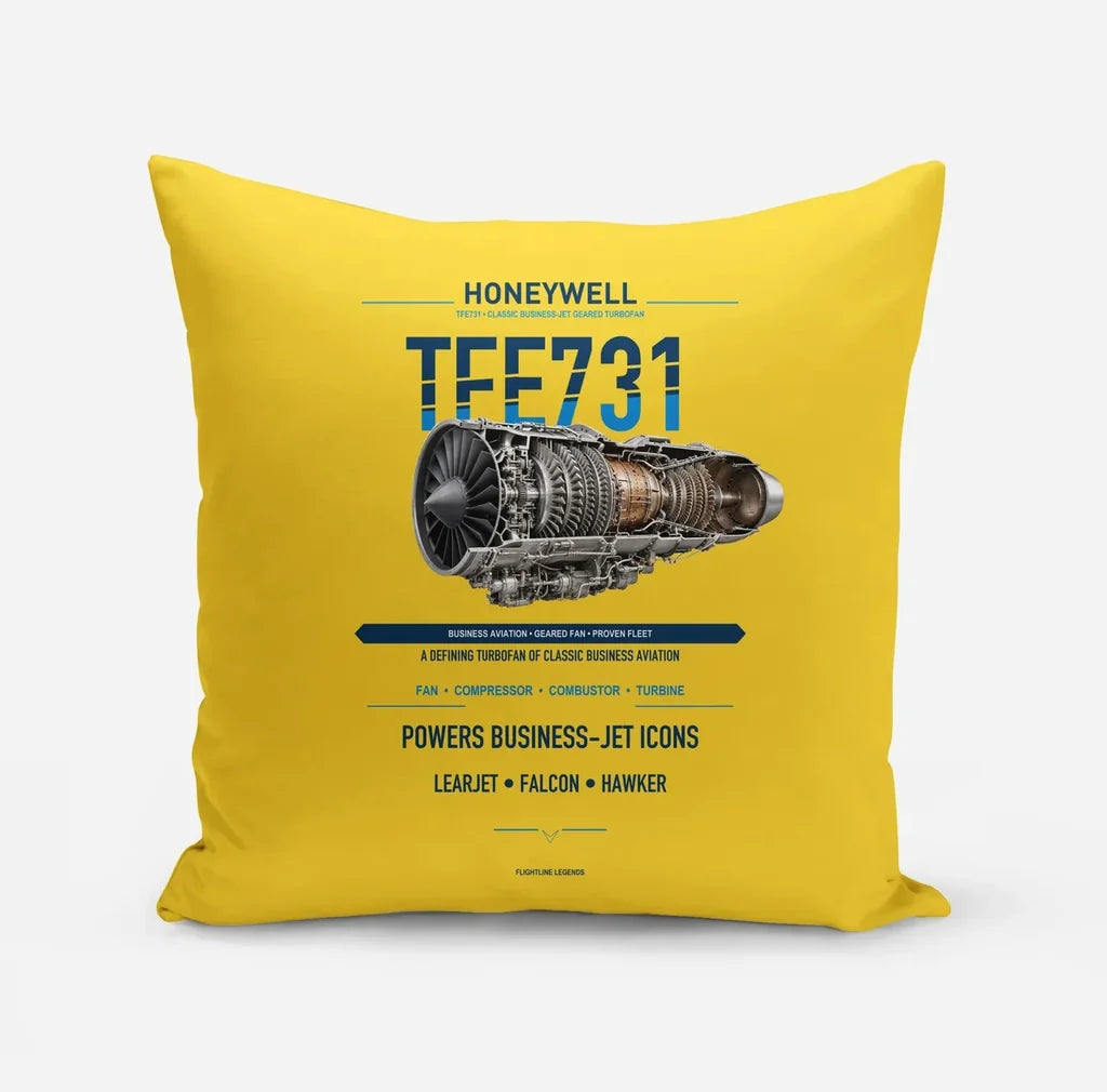 TFE731 design on yellow pillow