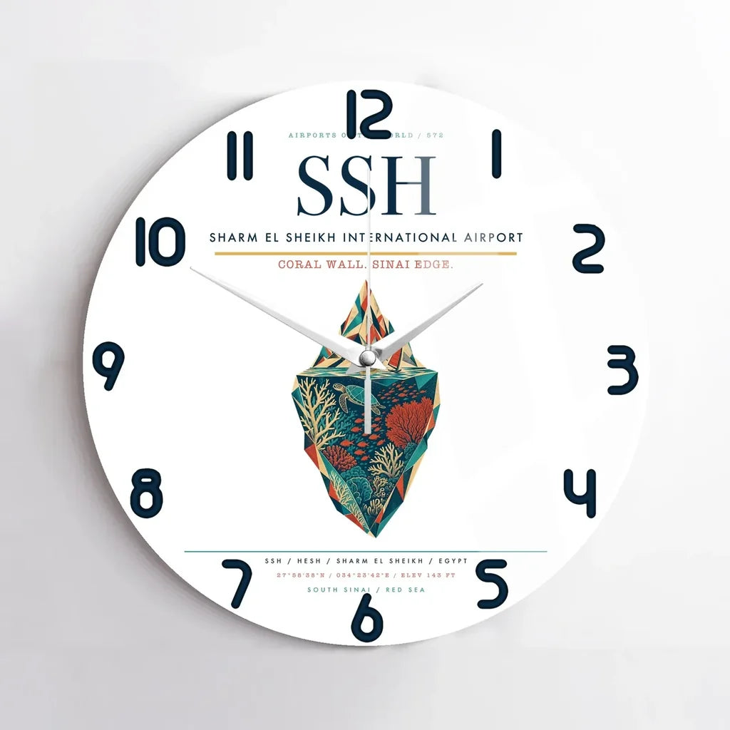 Sharm El Sheikh International Airport (SSH) design on white no frame wall clock