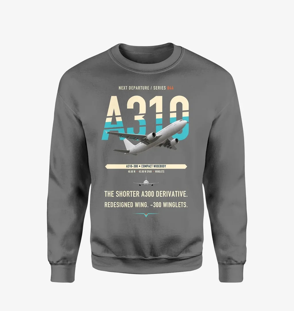 Airbus A310-300 design on gray sweatshirt