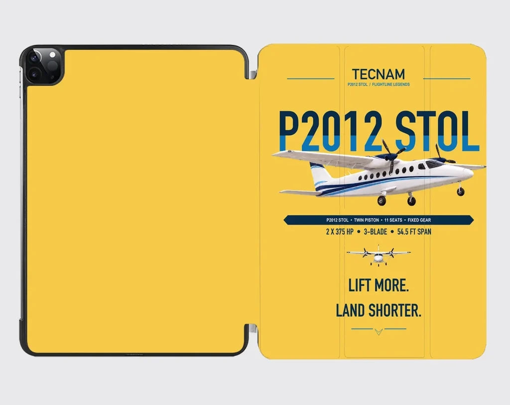 Tecnam P2012 STOL design on yellow ipad tablet case