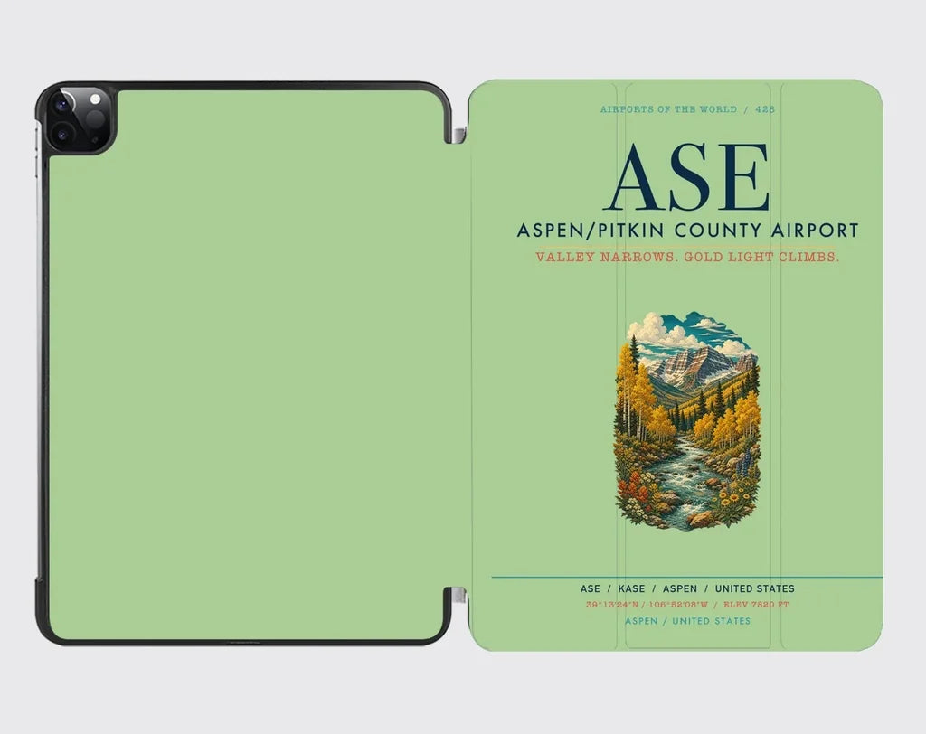 Aspen - Pitkin County Airport (ASE) design on light green ipad tablet case