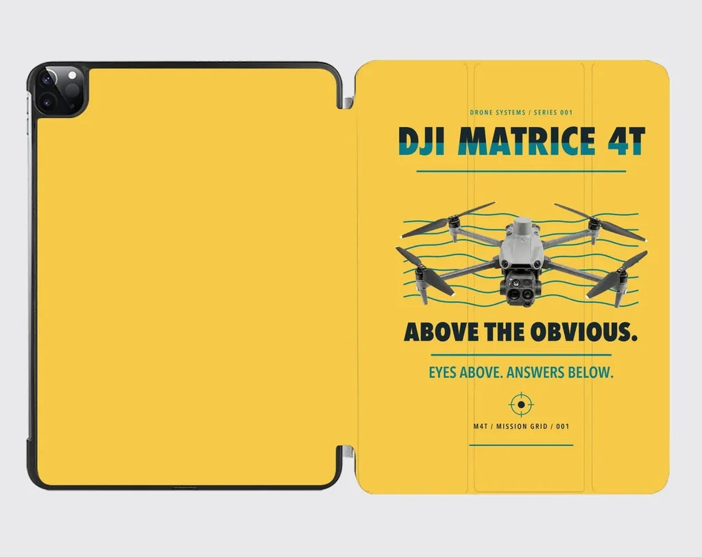DJI Matrice 4T design on yellow ipad tablet case
