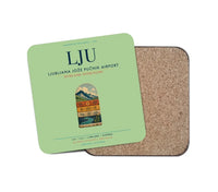 Thumbnail for Ljubljana Jože Pučnik Airport (LJU) design on light green 1 piece coaster
