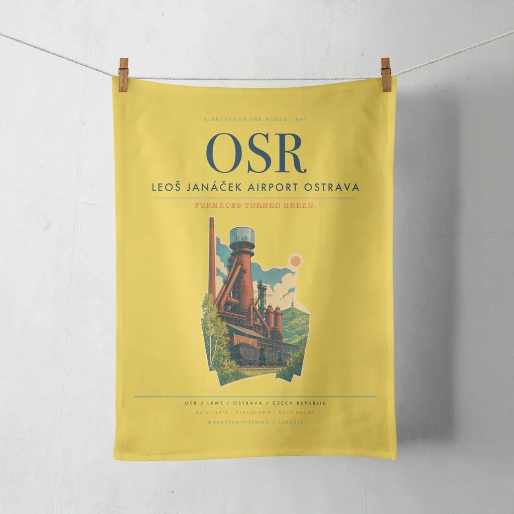 Leoš Janáček Airport Ostrava (OSR) design on yellow towel