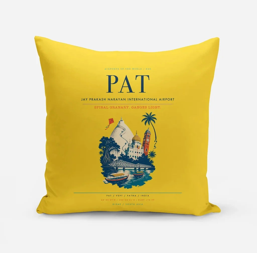 Jay Prakash Narayan International Airport (PAT) design on yellow pillow