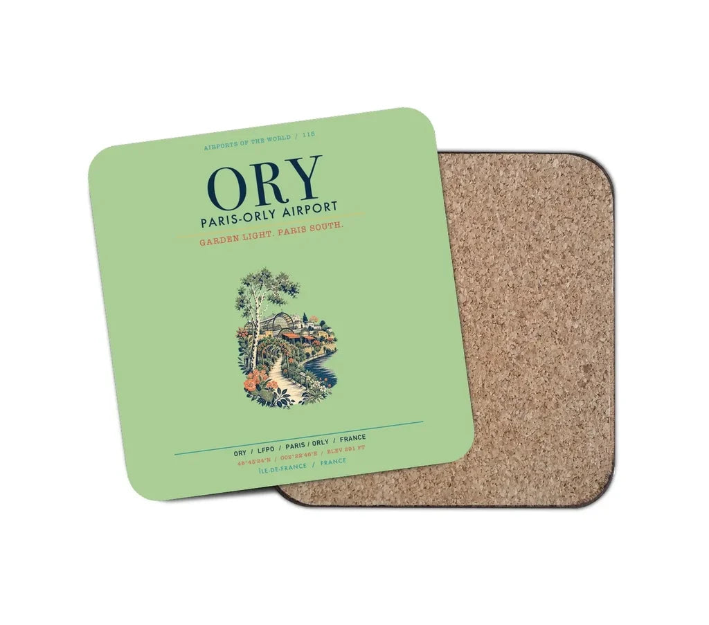Paris-Orly Airport (ORY) design on light green 1 piece coaster